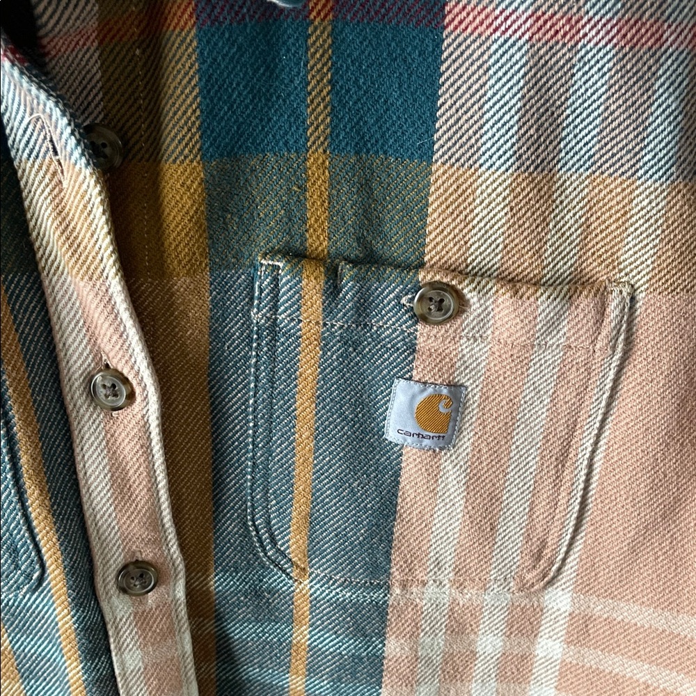 Carhartt Women's Plaid Utility shirt Jacket - Pink, Blue, Yellow - Picture 2 of 6